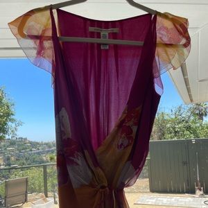 Magenta /Yellow Silky Top